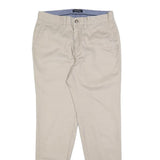 NAUTICA Mens Slim Beige Cotton Trousers W30 L32 Casual Zip Closure