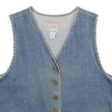 JEAN BLUE Womens Blue Denim Jacket M Cotton Button Plain Blue Pattern Vintage