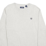CHAPS Mens White Plain Jumper Crew Neck Basic Knit L Classic Cotton Knitwear