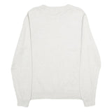 CHAPS Mens White Plain Jumper Crew Neck Basic Knit L Classic Cotton Knitwear