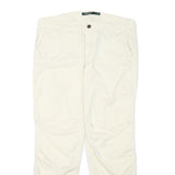 LAUREN RALPH LAUREN Womens Relaxed Beige Cotton Blend Trousers W33 L27 Zip