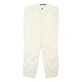 LAUREN RALPH LAUREN Womens Relaxed Beige Cotton Blend Trousers W33 L27 Zip