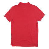 TOMMY HILFIGER Mens Red Short Sleeve Plain Polo Shirt S Casual