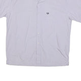 FRED PERRY Mens White Cotton Blend Shirt XL Short Sleeve Chest Pocket Classic