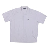 FRED PERRY Mens White Cotton Blend Shirt XL Short Sleeve Chest Pocket Classic