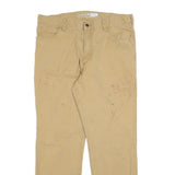 CARHARTT Mens Cotton Blend Beige Relaxed Straight Trousers W38 L32 Workwear Zip