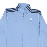ADIDAS Womens Blue Lightweight Zip Jacket L Polyester Blend Plain Sportswear