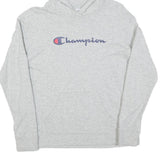 CHAMPION Mens Grey Pullover Hoodie S Classic Logo Cotton Casual Sweatshirt