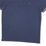 TOMMY HILFIGER Mens Navy Blue Short Sleeve Polo Shirt M Classic Cotton Blend