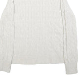 TOMMY HILFIGER Womens White Cable Knit Cotton Blend Jumper Crew Neck M