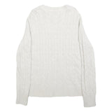 TOMMY HILFIGER Womens White Cable Knit Cotton Blend Jumper Crew Neck M