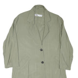 ZARA Womens Green Linen Blend Button Jacket L Plain Lightweight Stylish