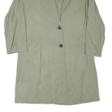 ZARA Womens Green Linen Blend Button Jacket L Plain Lightweight Stylish