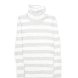 IT'S OUR TIME Womens White & Grey Patterned Jumper Roll Neck Basic Knit S