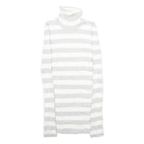 IT'S OUR TIME Womens White & Grey Patterned Jumper Roll Neck Basic Knit S