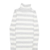 IT'S OUR TIME Womens White & Grey Patterned Jumper Roll Neck Basic Knit S