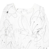 DKNY Womens White Printed Blouse Long Sleeve Round Neck S Lightweight Casual