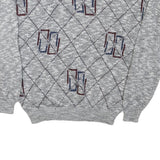 THE FOX Mens Grey Jumpers Patterned Crew Neck Basic Knit XL Wool Warm Casual