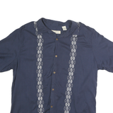 ISLAND REPUBLIC Mens Blue Cotton Shirt 2XL Embroidered Button Short Sleeve