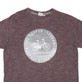 LEE COOPER Mens Maroon Crew Neck Short Sleeve Graphic T-Shirt L Cotton Blend