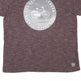 LEE COOPER Mens Maroon Crew Neck Short Sleeve Graphic T-Shirt L Cotton Blend