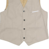 Mens Beige Smart Button Jacket M Polyester Blend Plain Waistcoat Formal