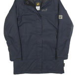 JACK WOLFSKIN Womens Navy Blue Outdoor Jacket UK 8 Polyester Blend Hooded Zip