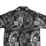 AISOKULA Mens Black & Grey Pattern Short Sleeve Shirt M Cotton Summer Casual