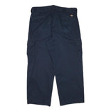 DICKIES Mens Cotton Blend Navy Relaxed Straight Cargo Trousers W38 L27 Workwear