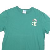 CHAMPION Womens Green Graphic T-Shirt L Short Sleeve Crew Neck Cotton Blend