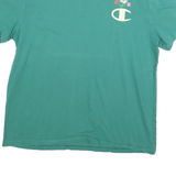 CHAMPION Womens Green Graphic T-Shirt L Short Sleeve Crew Neck Cotton Blend