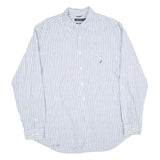 NAUTICA Mens Blue Striped Cotton Shirt XL Button Down Casual Classic
