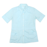 WHITE SISTER Womens Light Blue Basic Shirt Short Sleeve Point Collar M Summer