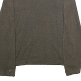 TOMMY HILFIGER Mens Brown & Beige Patterned Cotton Jumper V-Neck Basic Knit L