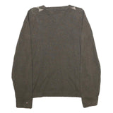 TOMMY HILFIGER Mens Brown & Beige Patterned Cotton Jumper V-Neck Basic Knit L