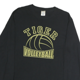 PORT & COMPANY Mens Black Tiger Volleyball Long Sleeve Crew Neck T-Shirt M