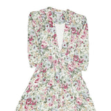 R J STEVENS Womens Cream Floral Fit & Flare Woven Midi Dress UK 12 Button V-Neck