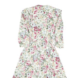 R J STEVENS Womens Cream Floral Fit & Flare Woven Midi Dress UK 12 Button V-Neck