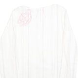 O'NEILL Womens White Long Sleeve V-Neck Cotton Blend Top L Casual