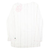 O'NEILL Womens White Long Sleeve V-Neck Cotton Blend Top L Casual