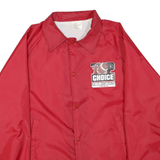 Mens Red Polyester Blend Button Jacket M Plain Lightweight Casual