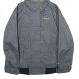 COLUMBIA Womens Grey Pinstripe Outdoor Jacket S Polyester Blend Zip Hooded