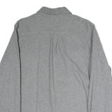EDDIE BAUER Mens Grey Plain Cotton Blend Shirt M Long Sleeve Button Closure