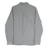 EDDIE BAUER Mens Grey Plain Cotton Blend Shirt M Long Sleeve Button Closure