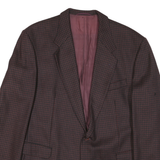 Mens Burgundy & Black Houndstooth Classic Jacket L Polyester Blend Button