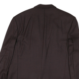 Mens Burgundy & Black Houndstooth Classic Jacket L Polyester Blend Button