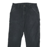 CARHARTT Mens Cotton Black Loose Straight Trousers W33 L30 Workwear Durable Zip