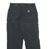CARHARTT Mens Cotton Black Loose Straight Trousers W33 L30 Workwear Durable Zip