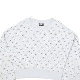 NIKE Womens White Crew Neck M Cotton Blend Sweatshirt Logo Print