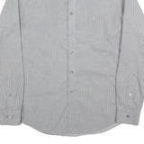 CALVIN KLEIN Mens Grey & White Striped Shirt L Classic Button Up Cotton Blend